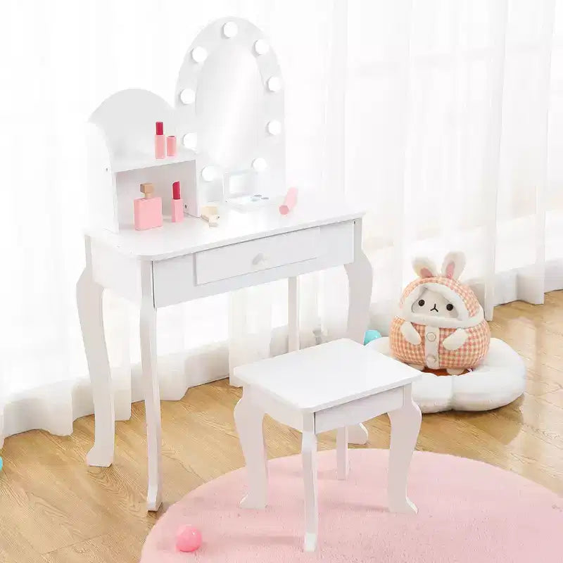Set da toeletta per bambini con specchio e sgabello