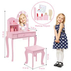 Set da toeletta per bambini con specchio e sgabello