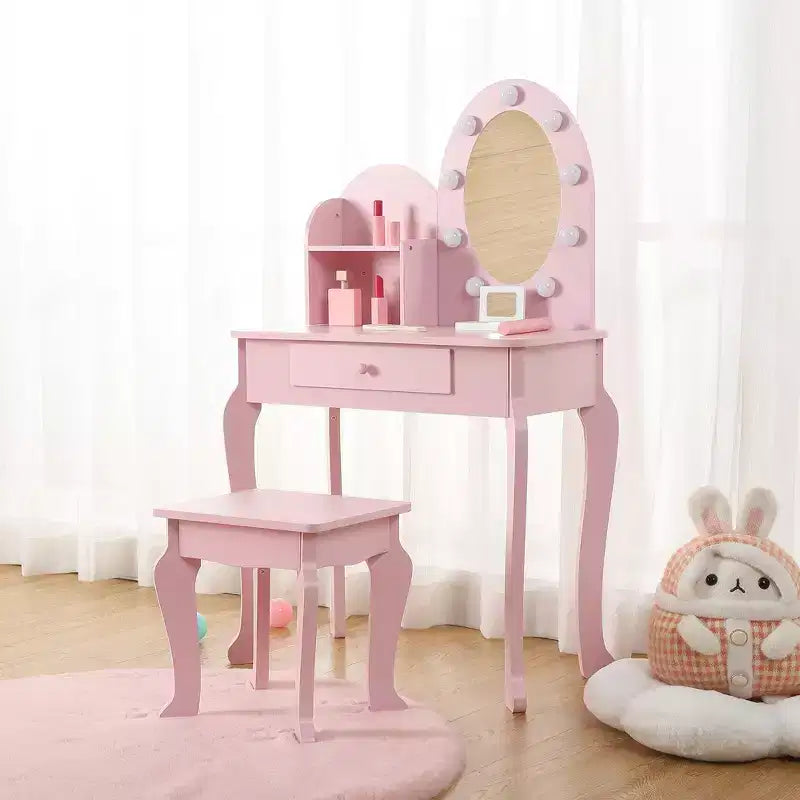 Set da toeletta per bambini con specchio e sgabello