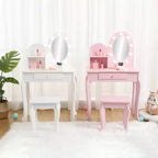 Set da toeletta per bambini con specchio e sgabello
