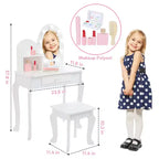 Set da toeletta per bambini con specchio e sgabello