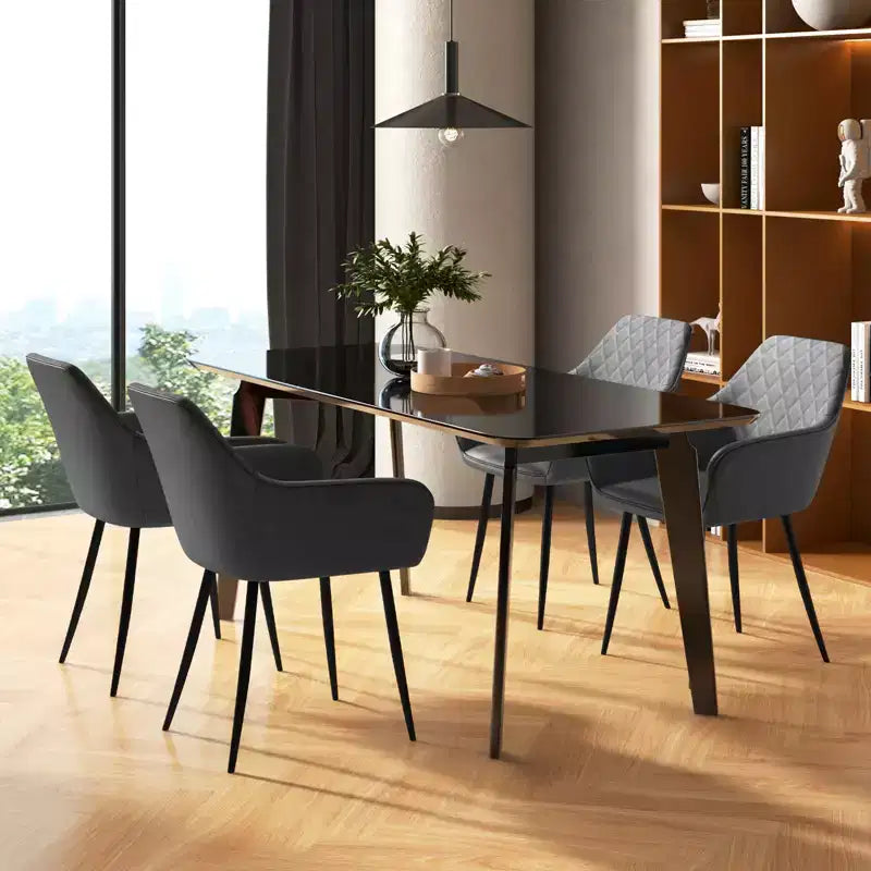 Set di 2 sedie da pranzo imbottite con schienale curvo e braccioli