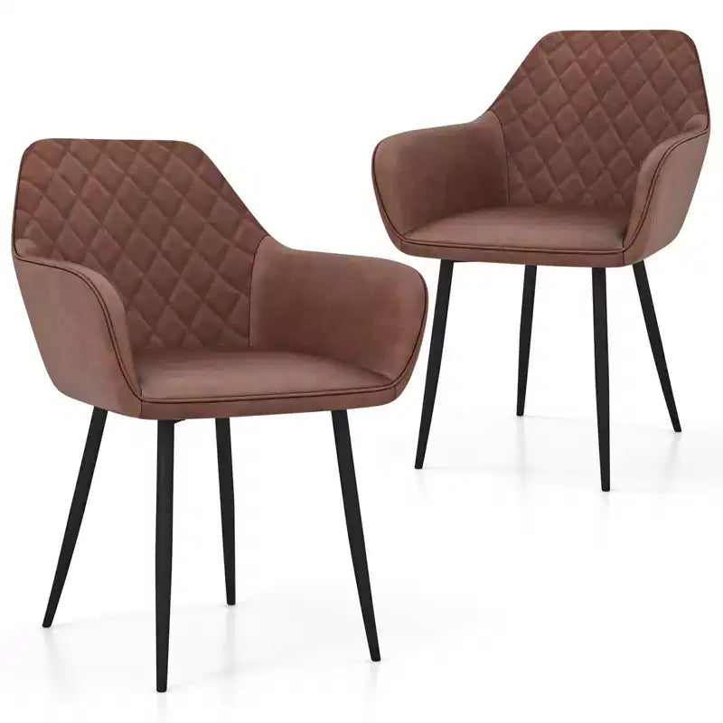 Costway Leisure Dining Chair Set of 2 Upholstered Accent Chairs w/ Curved Backrest