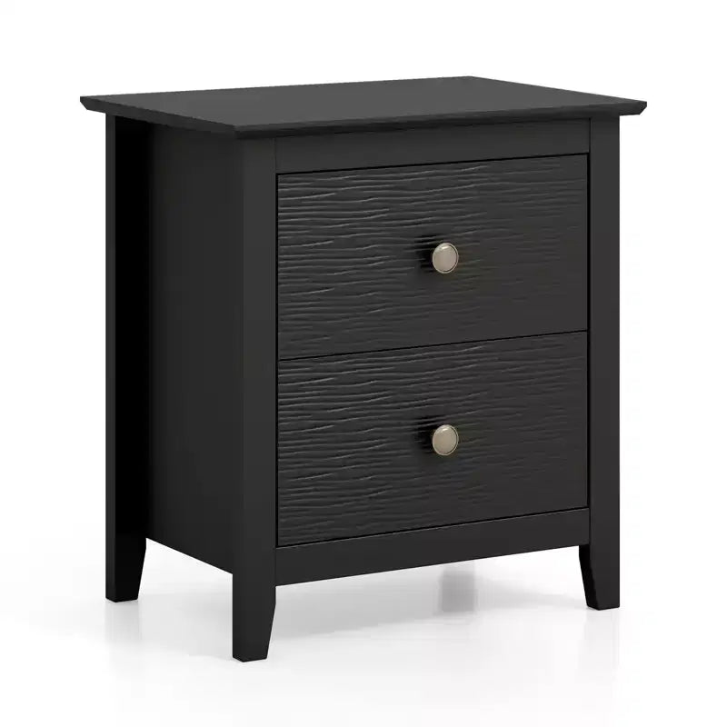 Comodino Moderno con 2 Cassetti e Piedini di Supporto - Nero