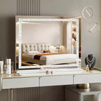 GDFStudio Hira Modern Metal Rectangular Bathroom Vanity Mirror with 3 Lighting Modes