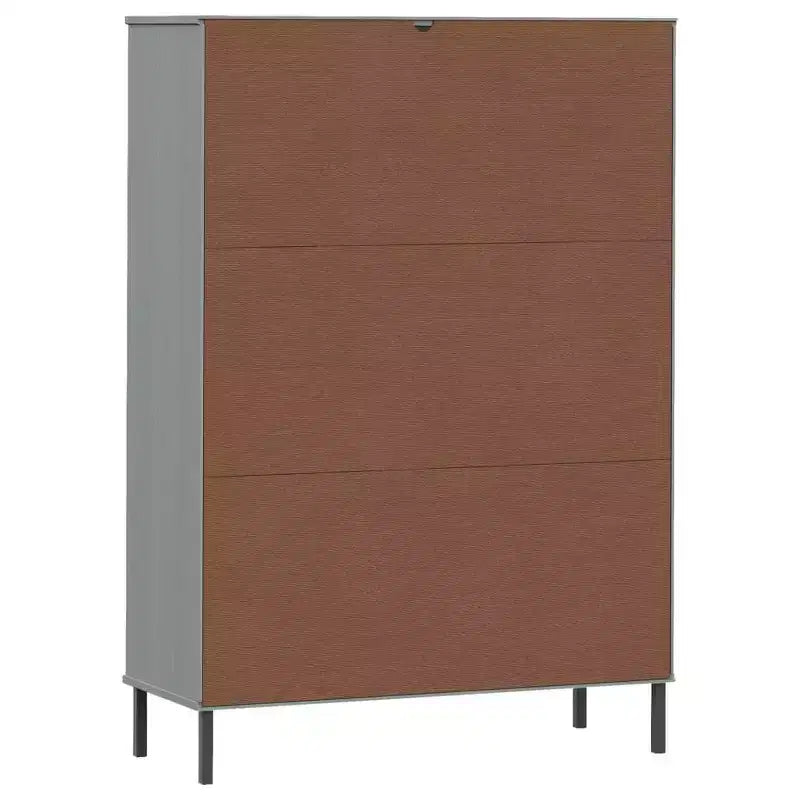 Libreria con Gambe in Metallo e Mobile Contenitore – in Legno Massello di Pino, 6 Scomparti
