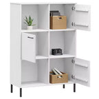 Libreria con Gambe in Metallo e Mobile Contenitore – in Legno Massello di Pino, 6 Scomparti