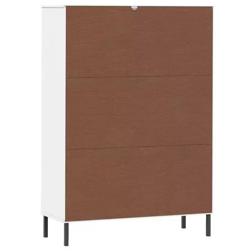 Libreria con Gambe in Metallo e Mobile Contenitore – in Legno Massello di Pino, 6 Scomparti