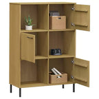 Libreria con Gambe in Metallo e Mobile Contenitore – in Legno Massello di Pino, 6 Scomparti