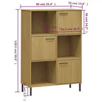 Libreria con Gambe in Metallo e Mobile Contenitore – in Legno Massello di Pino, 6 Scomparti