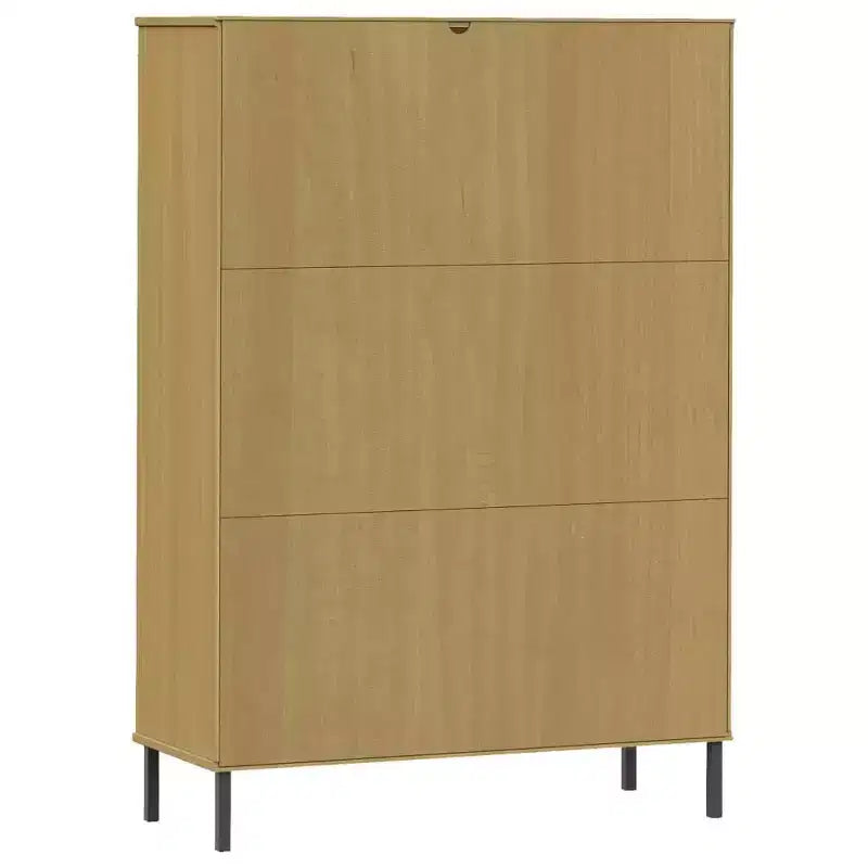 Libreria con Gambe in Metallo e Mobile Contenitore – in Legno Massello di Pino, 6 Scomparti