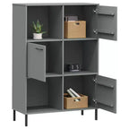 Libreria con Gambe in Metallo e Mobile Contenitore – in Legno Massello di Pino, 6 Scomparti