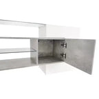 Mobile TV con illuminazione a LED e ripiani in vetro, adatto a TV fino a 88", grigio