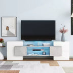Mobile TV con illuminazione a LED e ripiani in vetro, adatto a TV fino a 88", grigio
