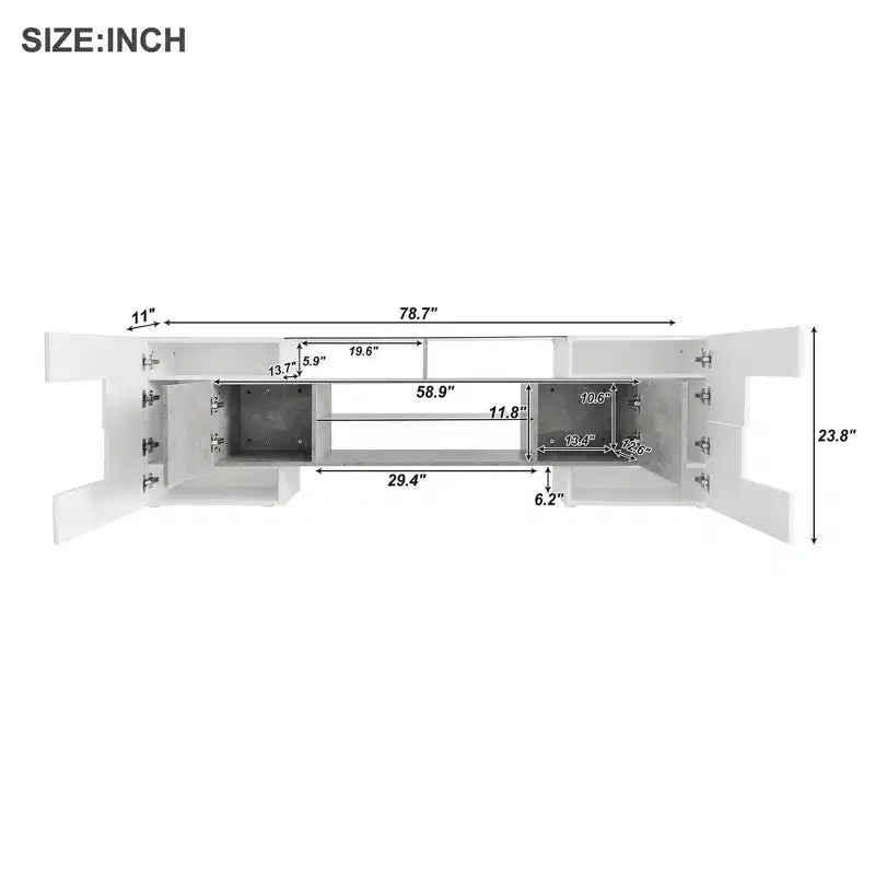 Mobile TV con illuminazione a LED e ripiani in vetro, adatto a TV fino a 88", grigio
