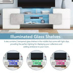 Mobile TV con illuminazione a LED e ripiani in vetro, adatto a TV fino a 88", grigio