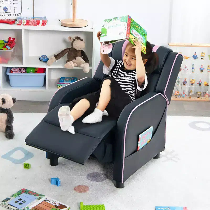 Poltrona reclinabile per bambini con poggiapiedi regolabile e tasche laterali