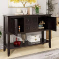 Vintage Console Table, Rustic Wood Storage Cabinet with 2 Large Cabinets, 4 Drawers & Bottom Shelf, for Living Room or Entryway, Espresso