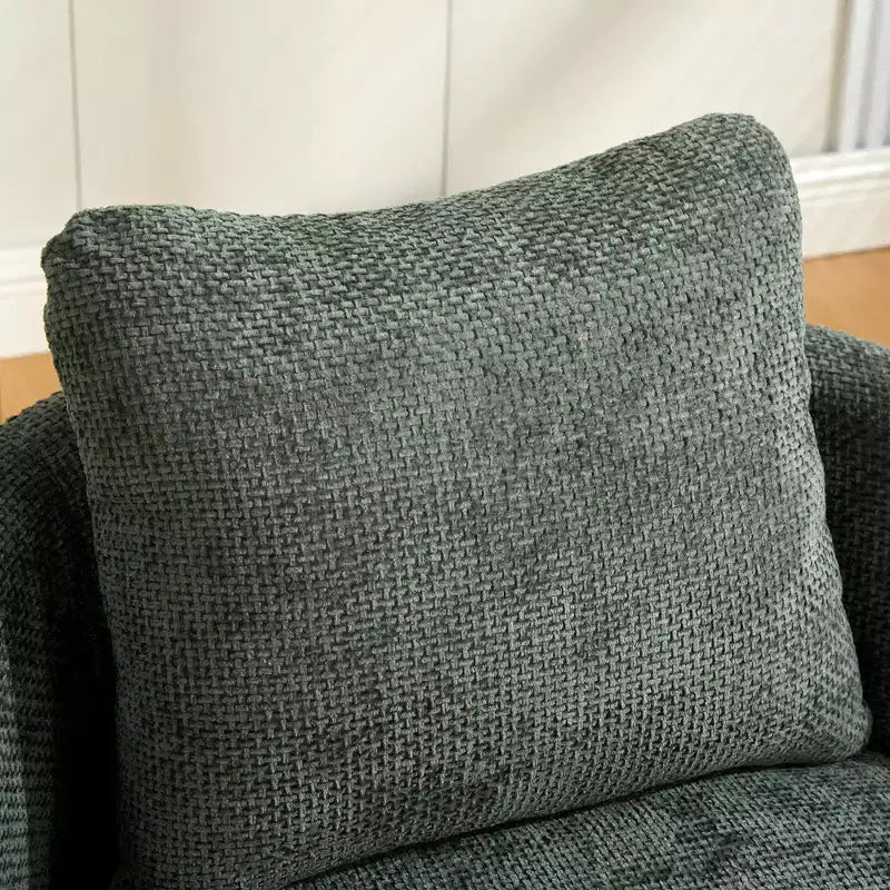 Poltrona rotonda girevole a barilotto da 30 pollici con cuscino – Poltrona in ciniglia imbottita per soggiorno, camera da letto o balcone