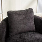 Poltrona rotonda girevole a barilotto da 30 pollici con cuscino – Poltrona in ciniglia imbottita per soggiorno, camera da letto o balcone