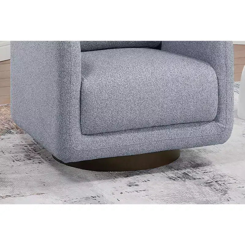 Poltrona Girevole con Cuscino Schienale – Rivestimento Boucle, Sedia Lounge a Basso Profilo