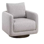 Poltrona Girevole con Cuscino Schienale – Rivestimento Boucle, Sedia Lounge a Basso Profilo