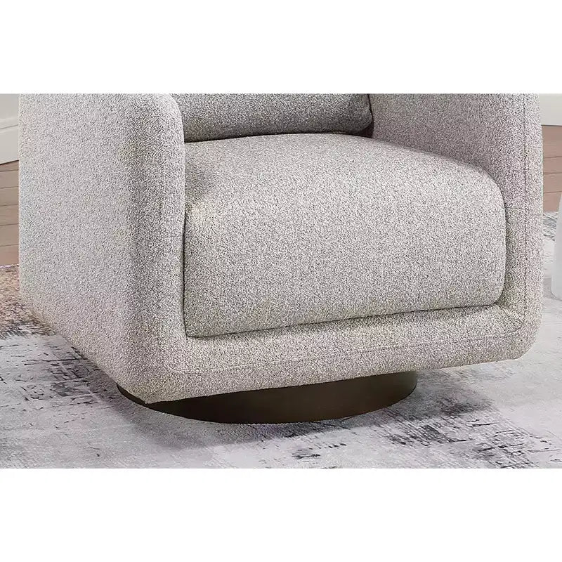 Poltrona Girevole con Cuscino Schienale – Rivestimento Boucle, Sedia Lounge a Basso Profilo