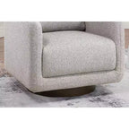 Poltrona Girevole con Cuscino Schienale – Rivestimento Boucle, Sedia Lounge a Basso Profilo