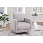 Poltrona Girevole con Cuscino Schienale – Rivestimento Boucle, Sedia Lounge a Basso Profilo