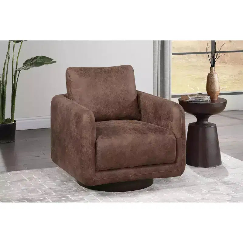 Poltrona Girevole con Cuscino Schienale – Rivestimento Boucle, Sedia Lounge a Basso Profilo
