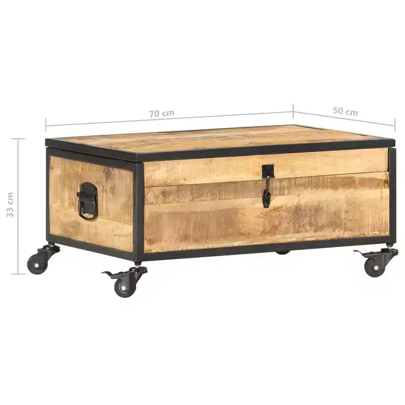 Tavolino da Salotto 70x50x33 cm in Legno Massello di Mango con Contenitore