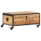 Tavolino da Salotto 70x50x33 cm in Legno Massello di Mango con Contenitore