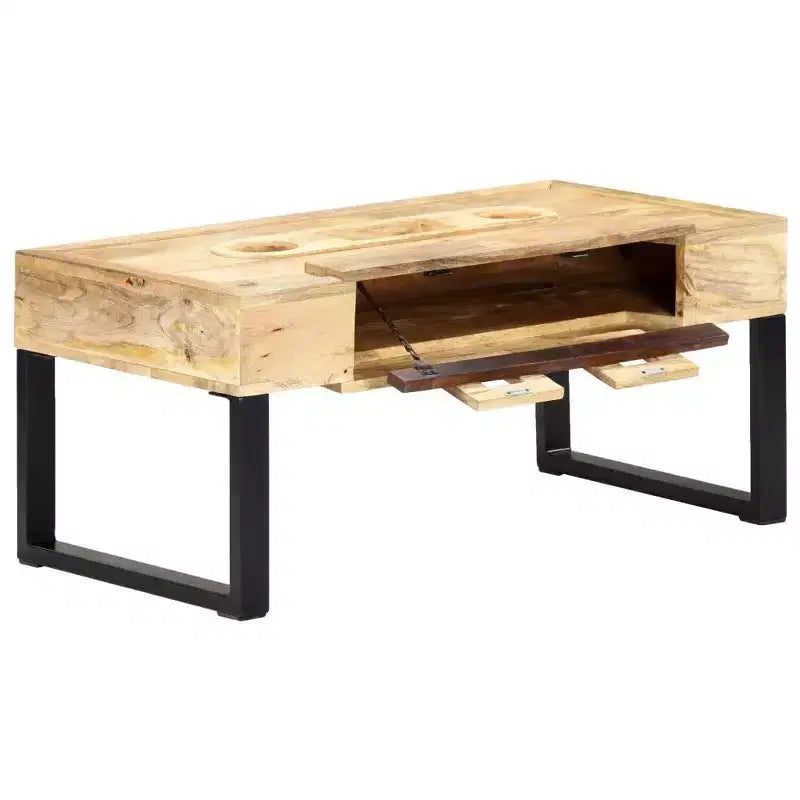 Tavolino da caffè in legno massello di mango con design a cassetta, 100 x 52 x 45 cm
