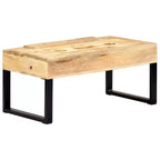 Tavolino da caffè in legno massello di mango con design a cassetta, 100 x 52 x 45 cm