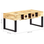Tavolino da caffè in legno massello di mango con design a cassetta, 100 x 52 x 45 cm