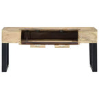 Tavolino da caffè in legno massello di mango con design a cassetta, 100 x 52 x 45 cm