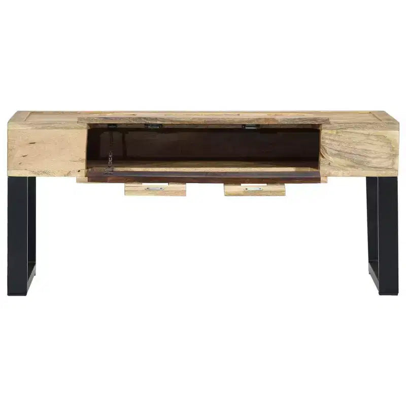 Tavolino da caffè in legno massello di mango con design a cassetta, 100 x 52 x 45 cm