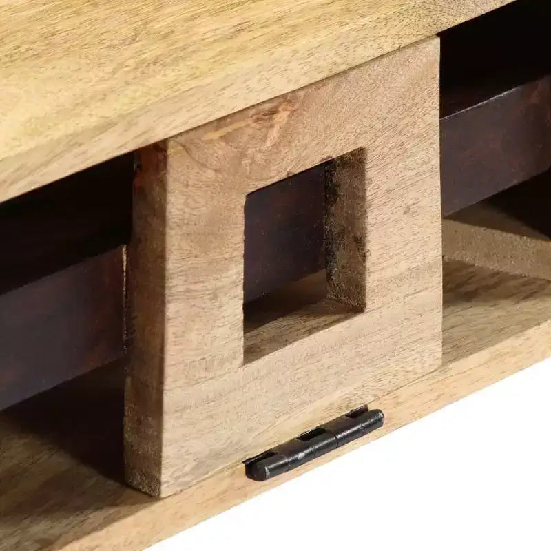 Tavolino da caffè in legno massello di mango con design a cassetta, 100 x 52 x 45 cm
