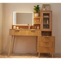 Modern Makeup Vanity Desk with 24 HD Lighted Mirror - 5 Drawers, Power Outlet & USB Ports, Fluted Dressing Table for Women & Girls