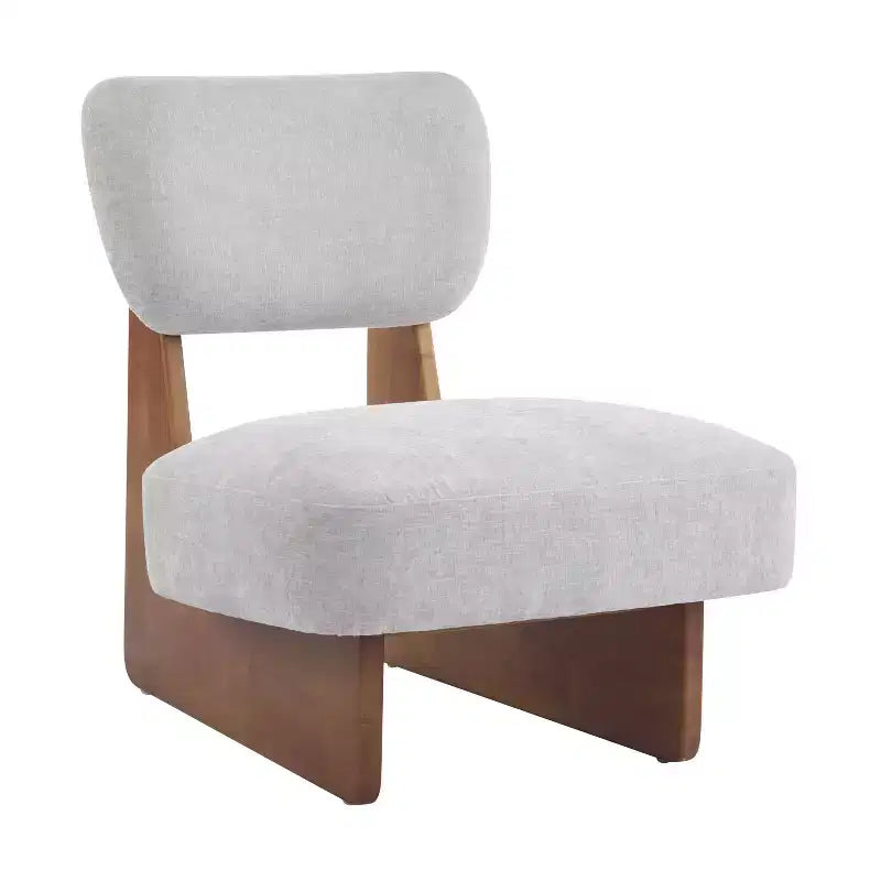 Set di 2 moderne poltrone lounge con rivestimento in poliestere e base in legno di noce