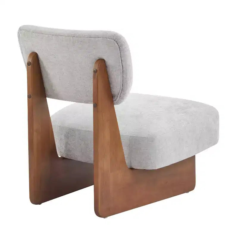 Set di 2 moderne poltrone lounge con rivestimento in poliestere e base in legno di noce