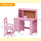 Scrivania per bambini con armadietto e cassetto - Rosa