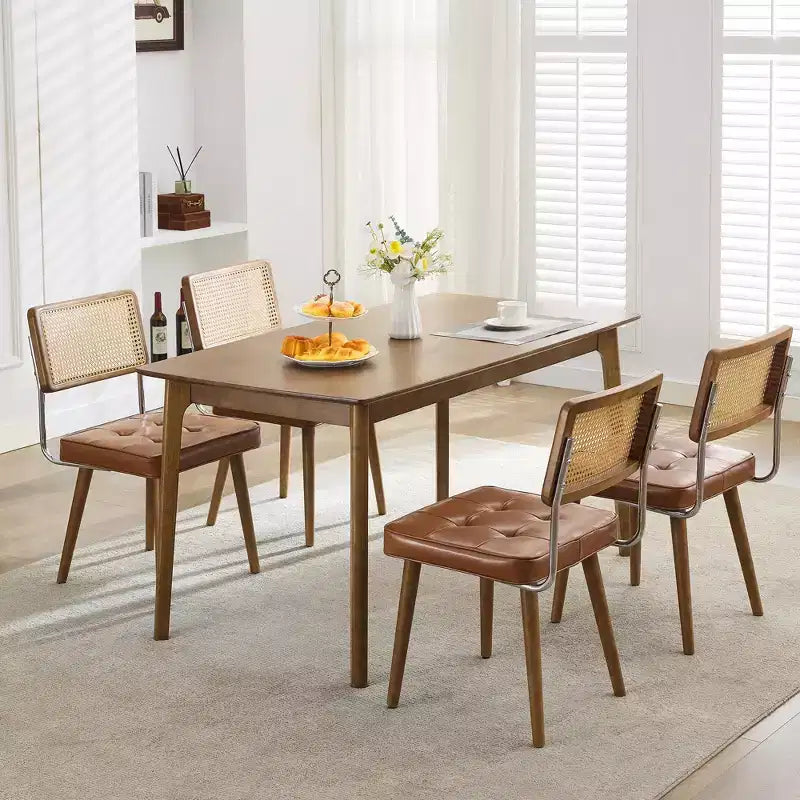 Sedia da pranzo con schienale in rattan e seduta imbottita (set da 2)