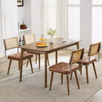 Sedia da pranzo con schienale in rattan e seduta imbottita (set da 2)