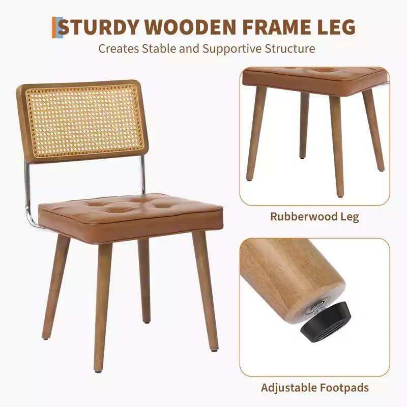 Sedia da pranzo con schienale in rattan e seduta imbottita (set da 2)